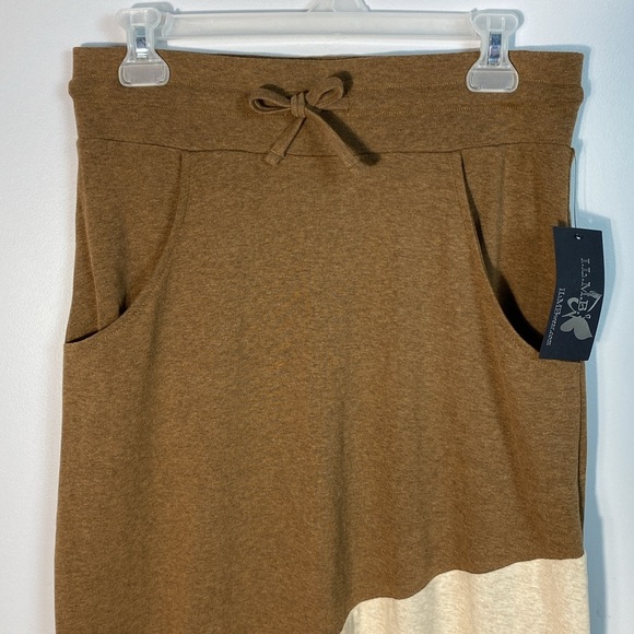 Two-Tone Color Block Brown and Cream Midi Skirt size small - Picture 2 of 10